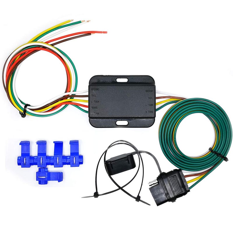 CARROFIX Non-Powered Taillight Converter with 20" Inches Leads and 60" Inches 4-Wire Flat Extension Vehicle End Connector - Image 1